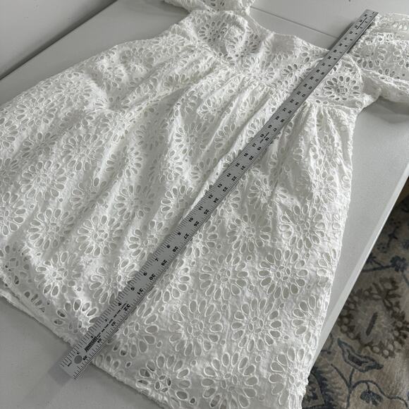 Lilly Pulitzer Kay Dress Womens 12 White Floral Eyelet Babydoll Mini Cottagecore - Picture 12 of 15